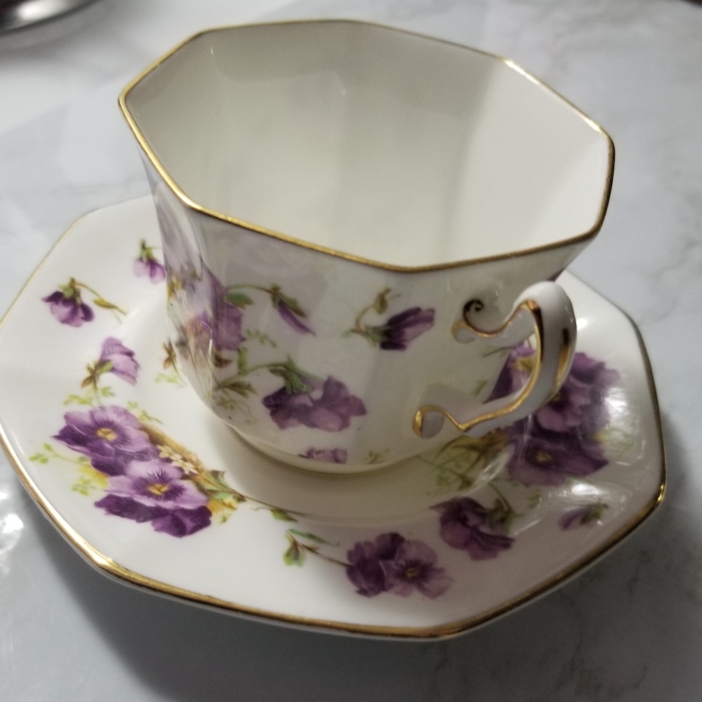 Octagonal Tea Cup & Saucer Radfords Bone China